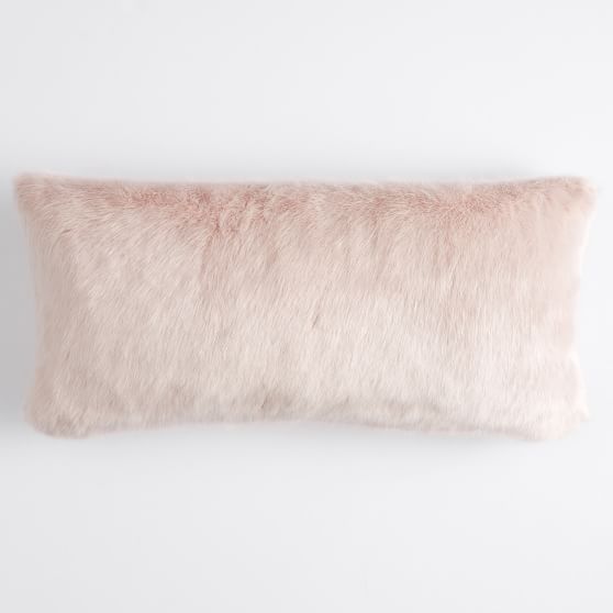 Blush Ice FauxFur Lumbar Pillow Cover Teen Throw Pillows Pottery