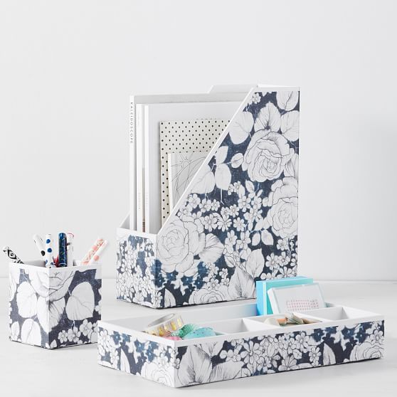 Printed Paper Desk Accessories Charcoal Floral Sale Pottery