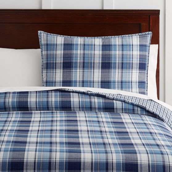 Pacific Plaid Boys Duvet Cover Sham Sale Pottery Barn Teen