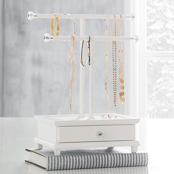 Chloe Double Bar Necklace Stand Jewelry Storage Pottery Barn Teen