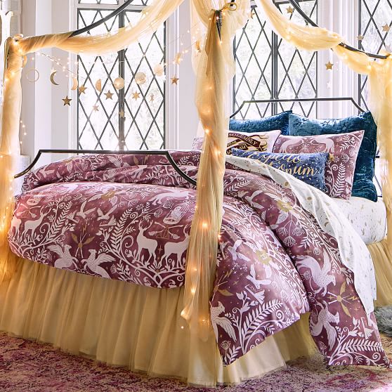 Harry Potter Patronus Damask Girls Duvet Cover Burgundy