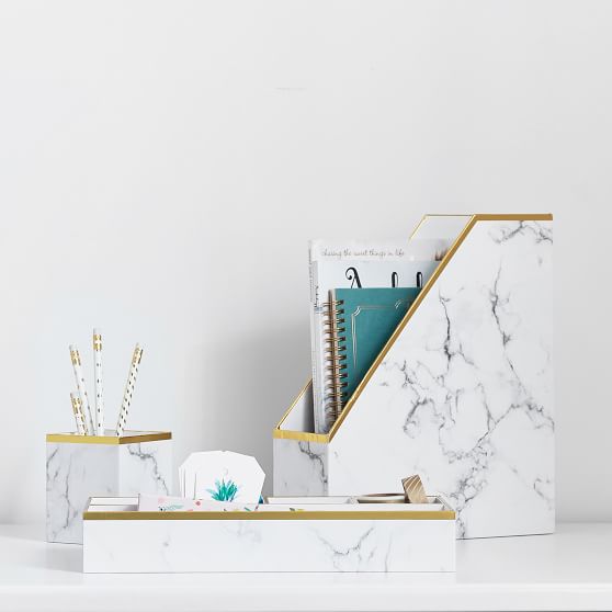 Paper Desk Accessories White Marble Desk Decor Pottery Barn Teen