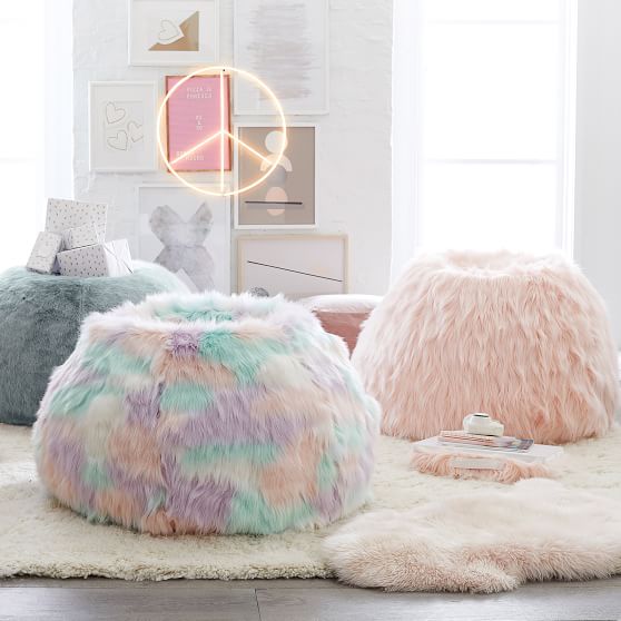 Unicorn FauxFur Bean Bag Chair Pottery Barn Teen