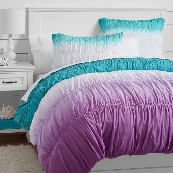 Surf Dip Dye Ruched Girls Duvet Cover Pottery Barn Teen