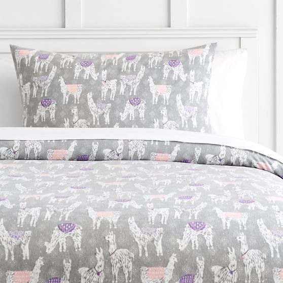 Winter Llama Organic Flannel Girls Duvet Cover Sale Pottery