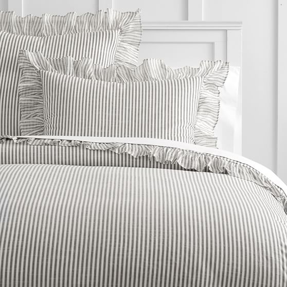 The Emily Meritt Ruffle Stripe Girls Duvet Cover Pottery Barn Teen