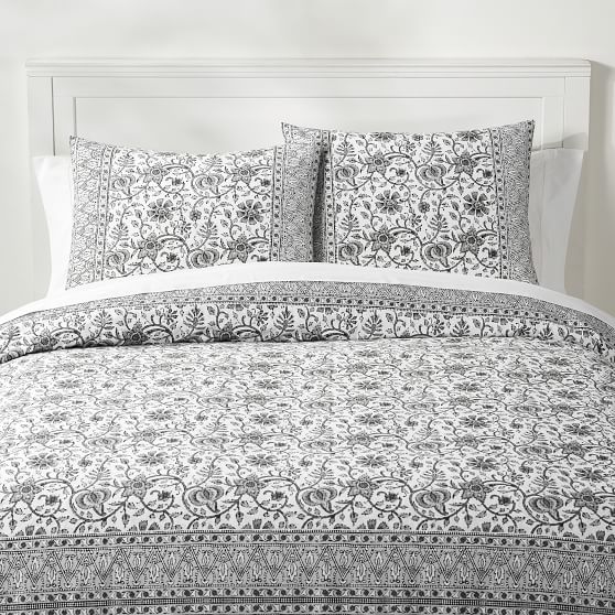 Paisley Floral Organic Duvet Cover Girls Dorm Bedding Pottery