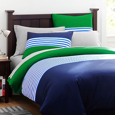 Nantucket Stripe Boys Duvet Cover Sham Navy Green Sale