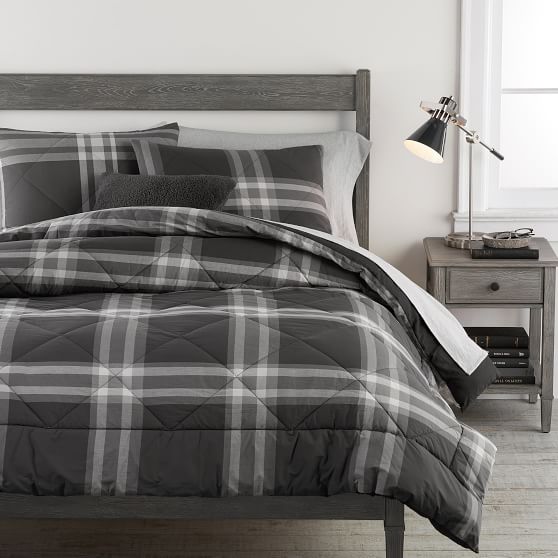 gray buffalo plaid bedding