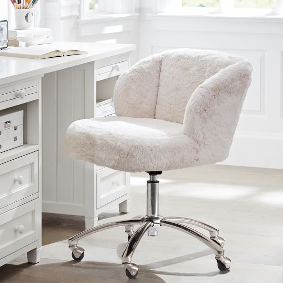 fuzzy office chair with wheels