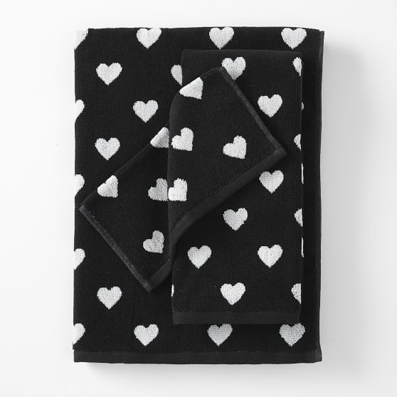 black patterned towels