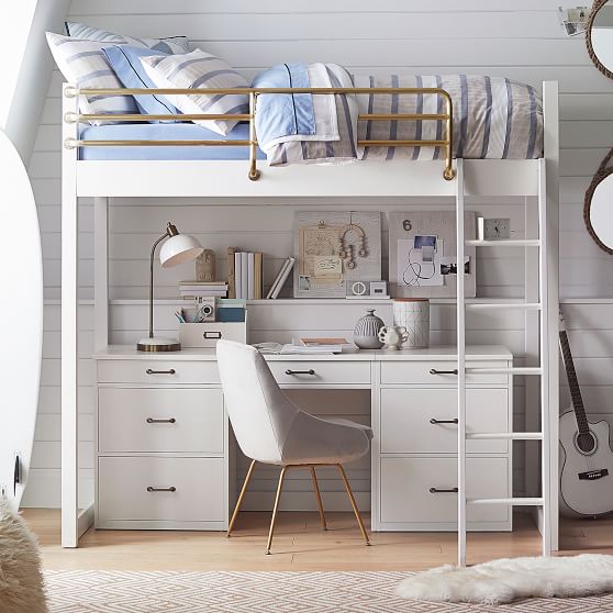 a bunk bed with a desk