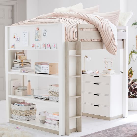 full size loft bed with desk and dresser