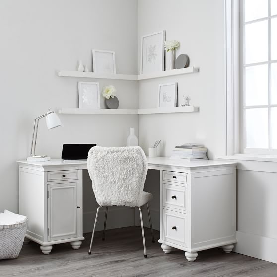 girls white corner desk