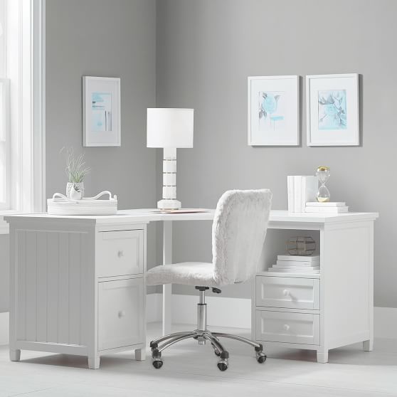 girls white corner desk