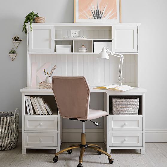 girls white desk with hutch