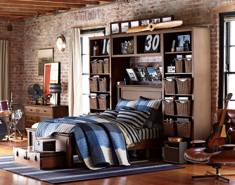 Teenage Guys Bedroom Ideas Wall Storage PBteen