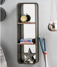 Black Metal Mirrored Shelf