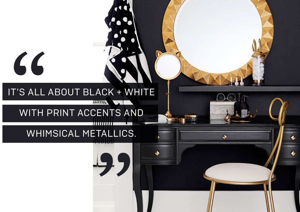 It's All About Black + White with Print Accents and Whimsical Metallics